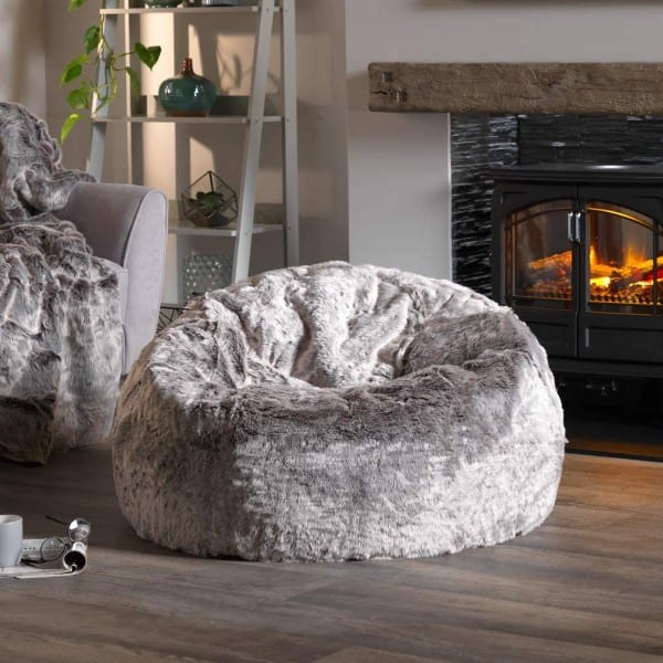 Kenai Classic Faux Fur Bean Bag in the living room