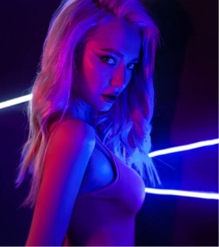 sexy girl in a club with neon lights
