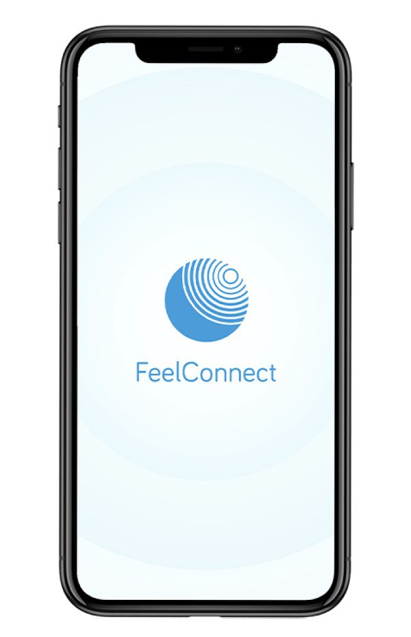 FeelConnect app on the screen of a smartphone